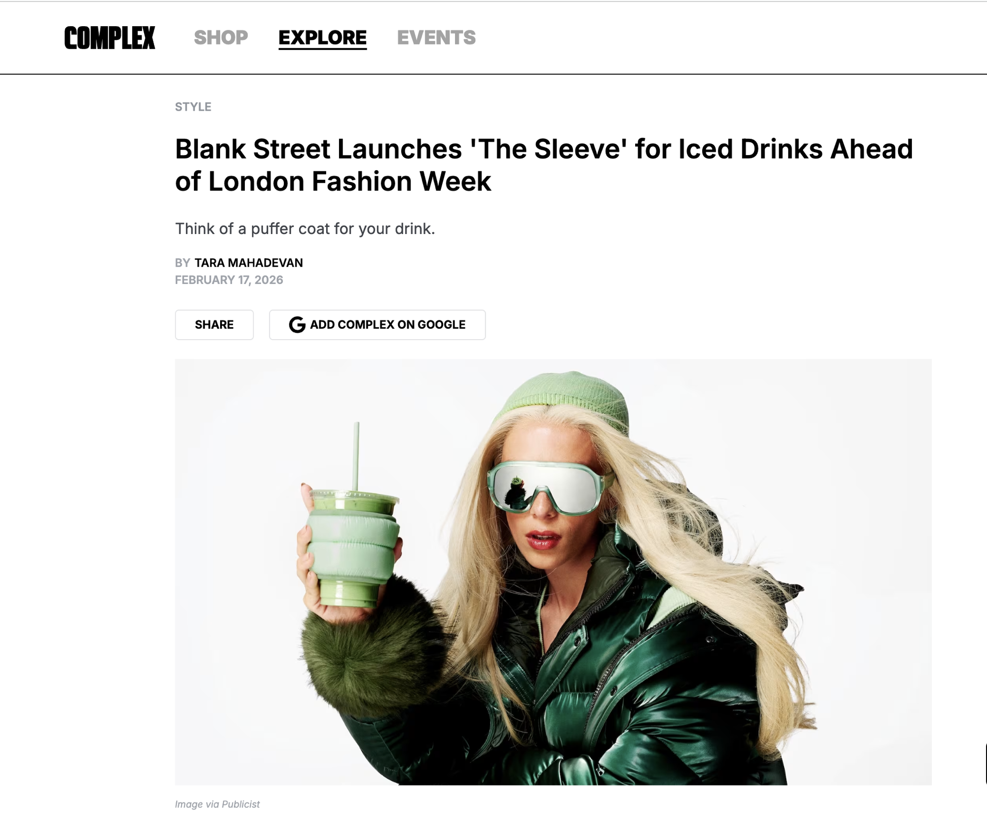 Complex — Blank Street Launches The Sleeve