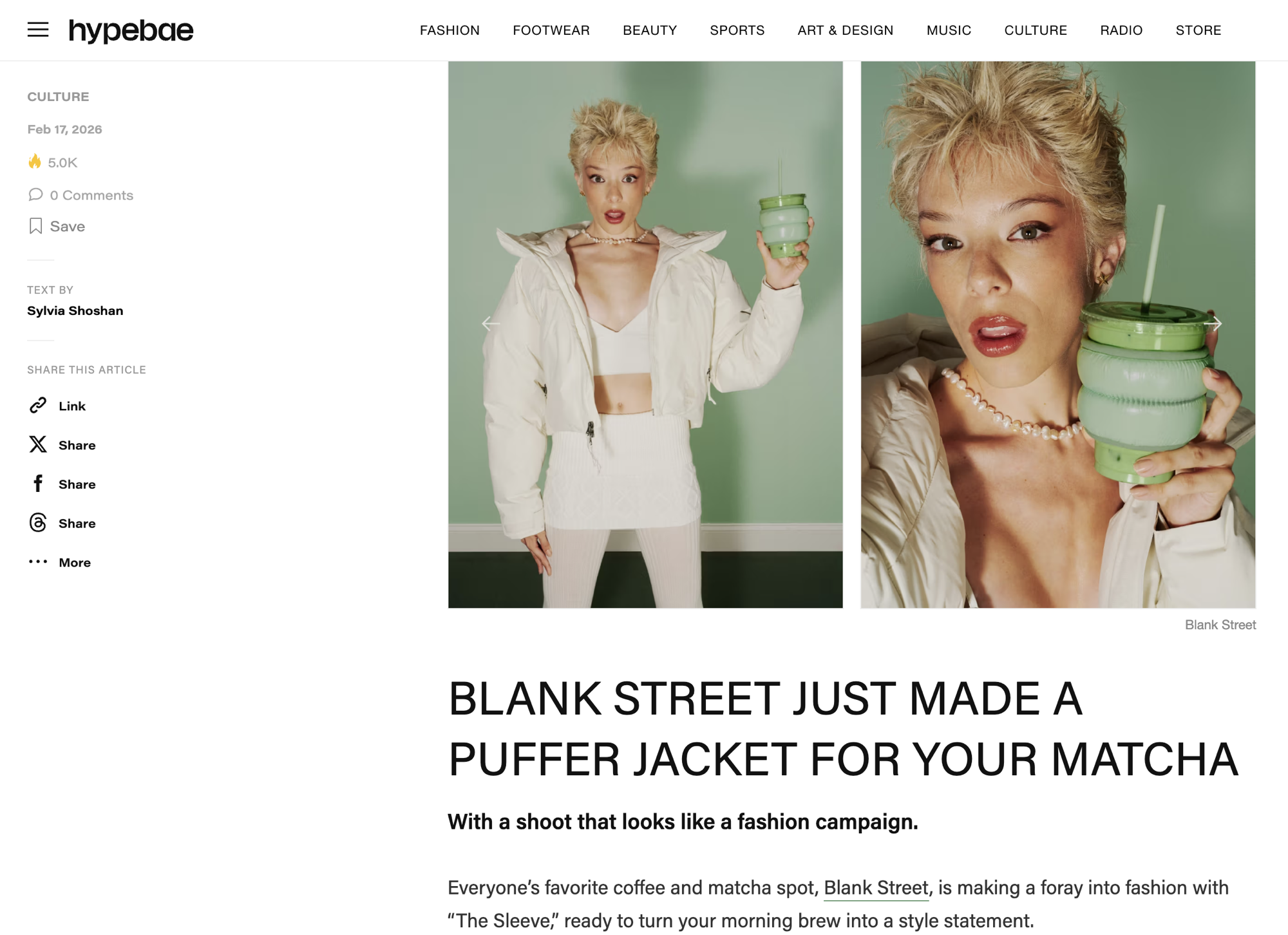 Hypebae — Blank Street Just Made A Puffer Jacket For Your Matcha